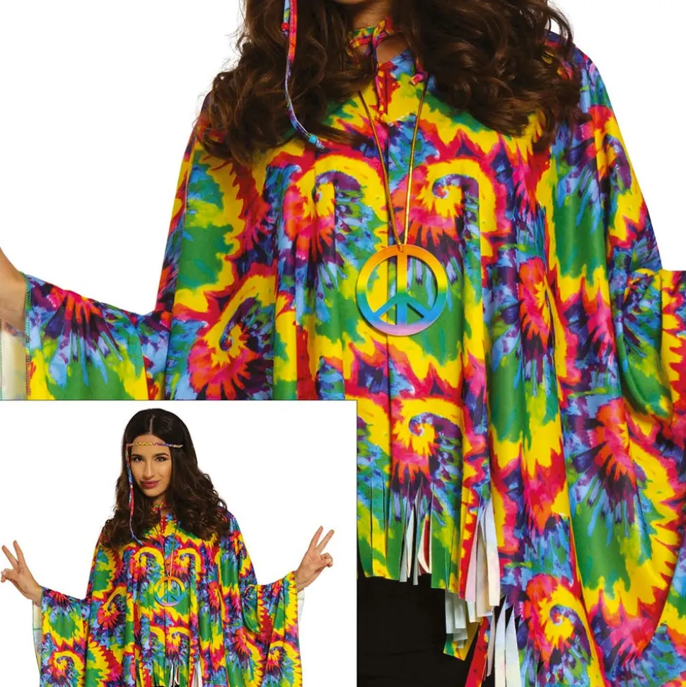 DÉGUISEMENT PONCHO BANDEAU TRESSES HIPPIE FEMME