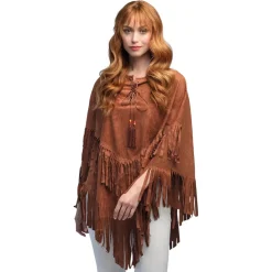 DÉGUISEMENT PONCHO BRUN INDIENNE HIPPIE FEMME