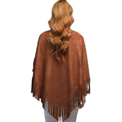 DÉGUISEMENT PONCHO BRUN INDIENNE HIPPIE FEMME