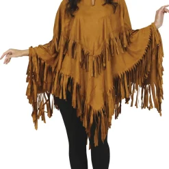 DÉGUISEMENT PONCHO À FRANGES INDIENNE HIPPIE FEMME