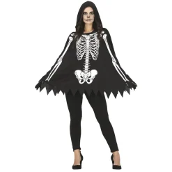 DÉGUISEMENT PONCHO SQUELETTE HUMAIN FEMME