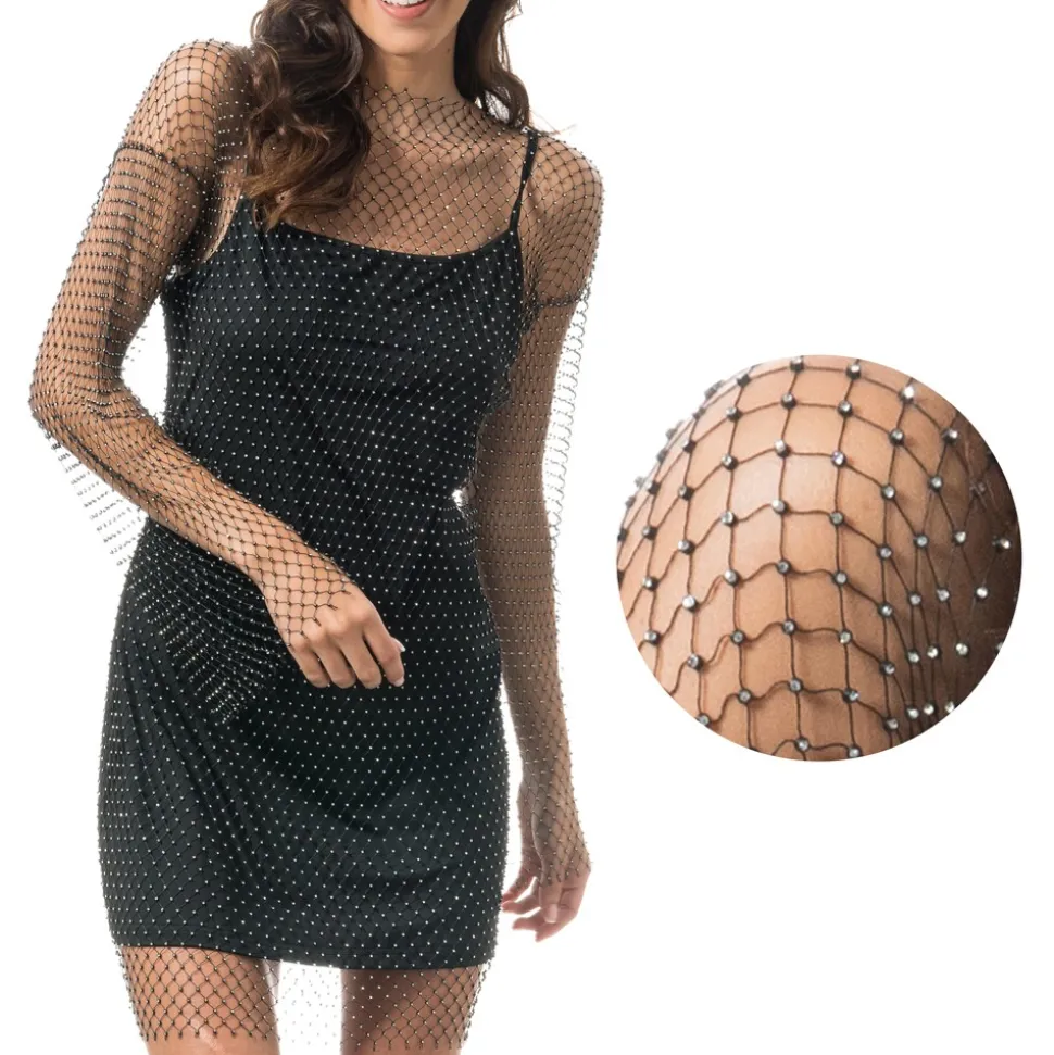 DÉGUISEMENT ROBE FESTIVAL MAILLE STRASS NOIR FEMME