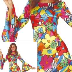 DÉGUISEMENT ROBE FLOWER POWER HIPPIE FEMME