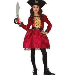 DÉGUISEMENT ROBE PIRATE ÉLÉGANTE ROUGE FILLE