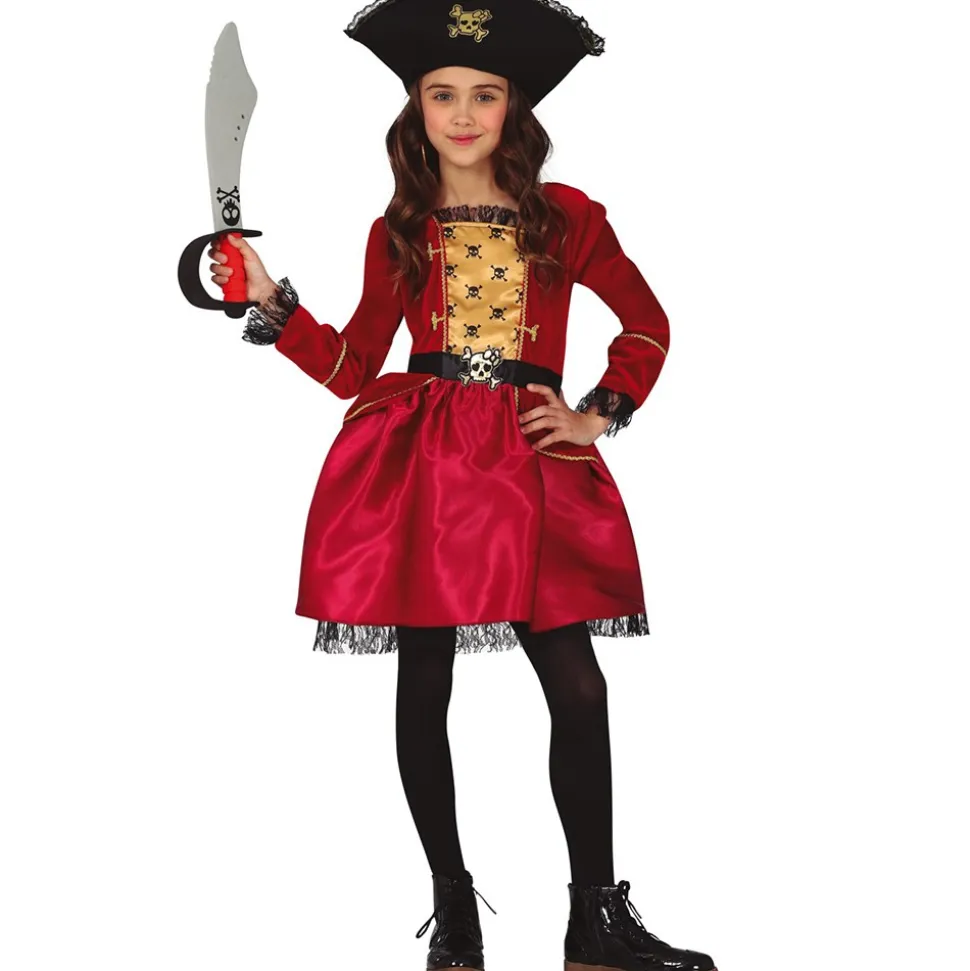 DÉGUISEMENT ROBE PIRATE ÉLÉGANTE ROUGE FILLE