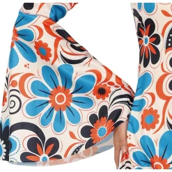 DÉGUISEMENT SEVENTIES FLORAL CRÈME BLEU FEMME