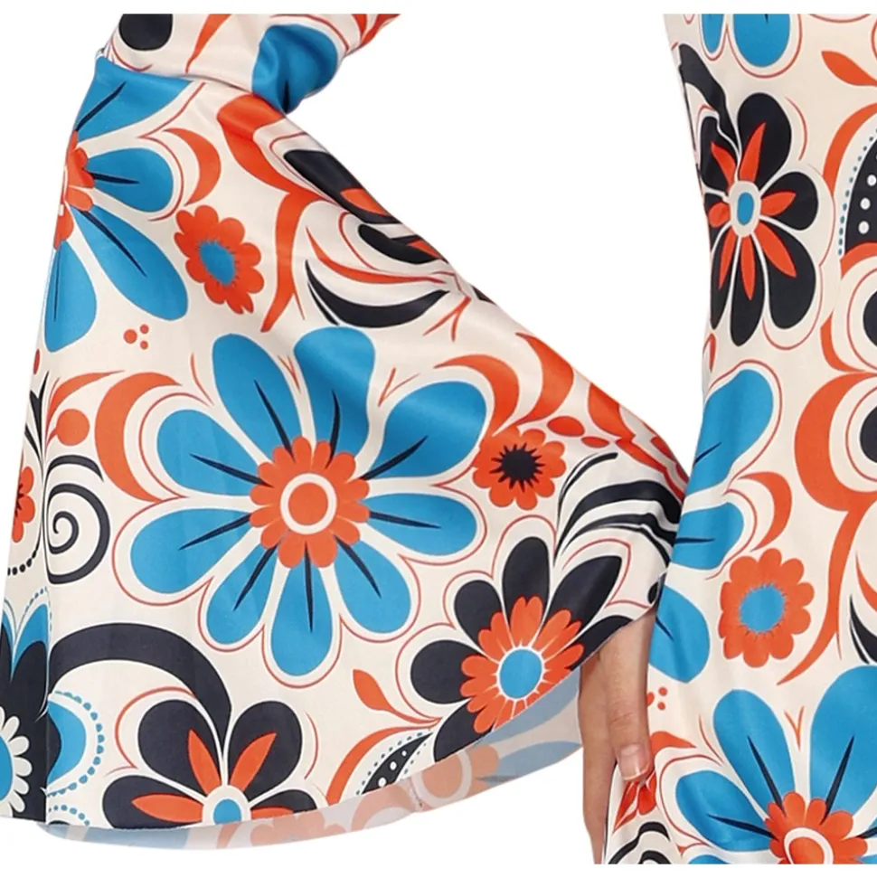 DÉGUISEMENT SEVENTIES FLORAL CRÈME BLEU FEMME