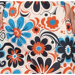 DÉGUISEMENT SEVENTIES FLORAL CRÈME BLEU FEMME