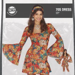 DÉGUISEMENT SEVENTIES FLORAL ORANGE HIPPIE FEMME