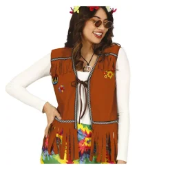 DÉGUISEMENT SIXTEES GILET HIPPIE PEACE LOVE ADULTE