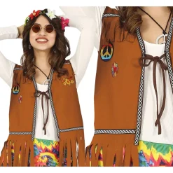 DÉGUISEMENT SIXTEES GILET HIPPIE PEACE LOVE ADULTE
