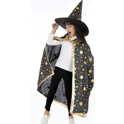 DÉGUISEMENT SORCIER CAPE CHAPEAU NOIR ENFANT
