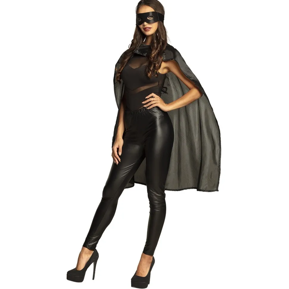 DÉGUISEMENT SUPER-HÉROS CAPE MASQUE NOIR ADULTE