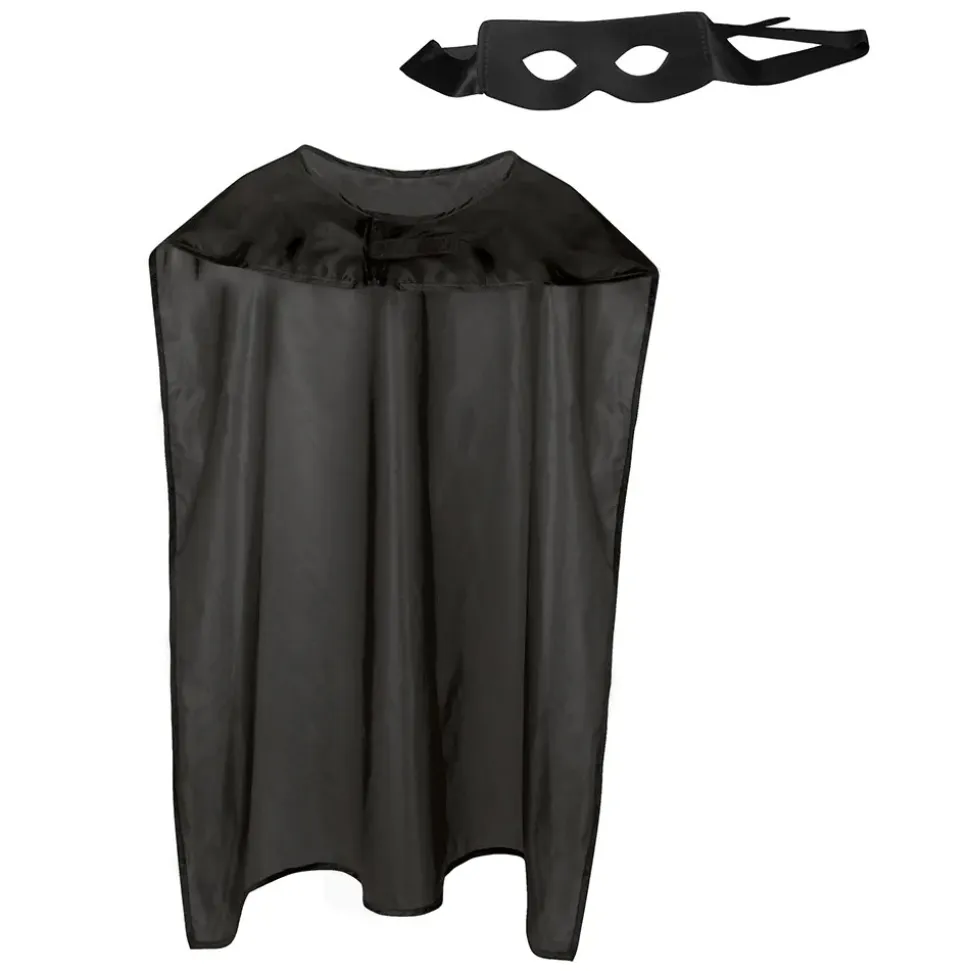 DÉGUISEMENT SUPER-HÉROS CAPE MASQUE NOIR ADULTE