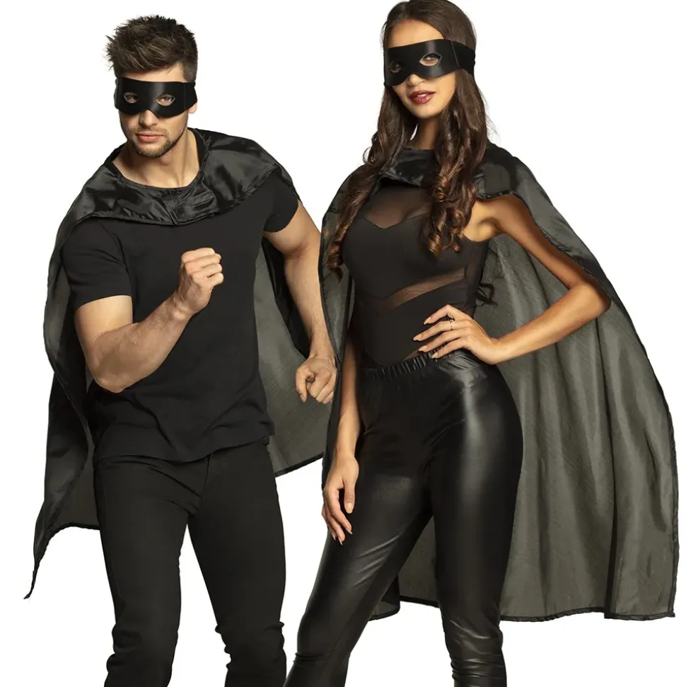 DÉGUISEMENT SUPER-HÉROS CAPE MASQUE NOIR ADULTE