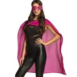 DÉGUISEMENT SUPER-HÉROS CAPE MASQUE ROSE ADULTE