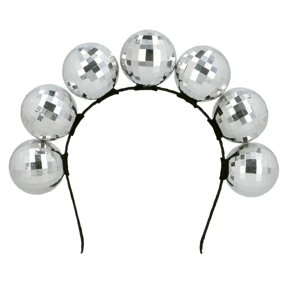 DIADÈME BOULES À FACETTES ARGENT DISCO ADULTE