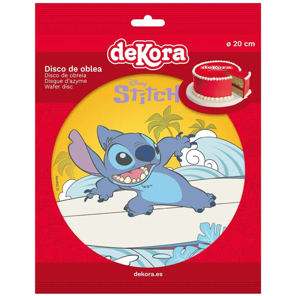 DISQUE AZYME STITCH BEACH SURF DÉCO GÂTEAU 20CM