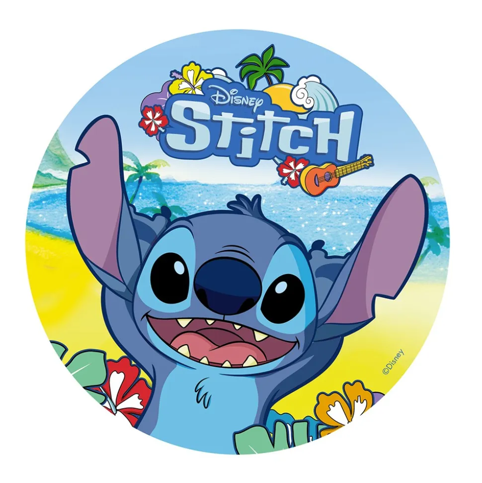DISQUE AZYME STITCH HAWAÏ DÉCO GÂTEAU 20CM