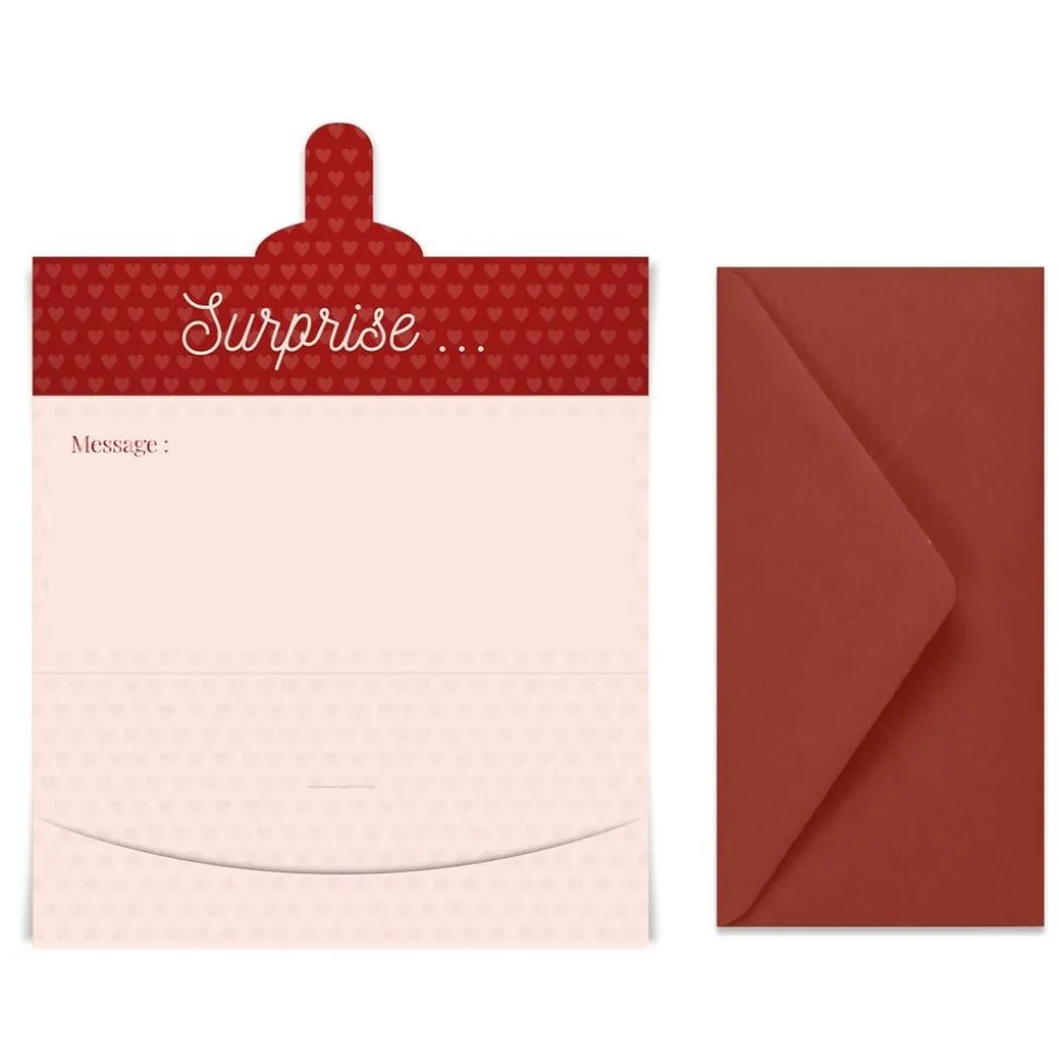 ENVELOPPE CADEAU ST VALENTIN 20.7X9.3CM ROUGE