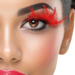 FAUX CILS PLUMES ROUGES