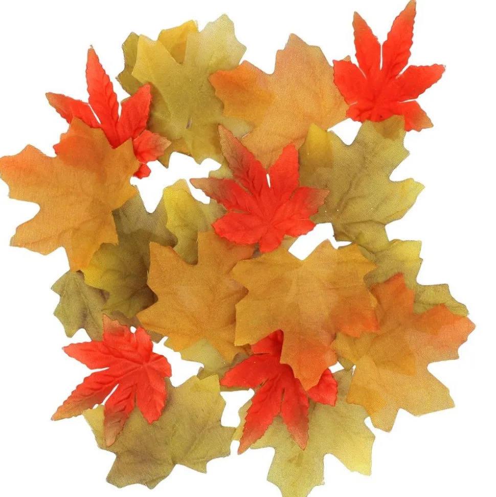 20 FEUILLES TISSU ÉRABLE ARTIFICIEL 4.5-5.5CM OCRE