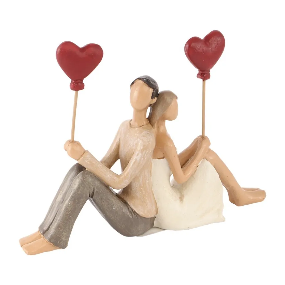 FIGURINE RÉSINE COUPLE MARIÉS BALLON CUR 17CM