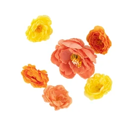 6 FLEURS ARTIFICIELLES 4-7.5CM PÊCHE CORAIL OCRE