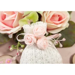 24 FLEURS DÉCO ROSETTE MOUSSE 11X2CM ROSE