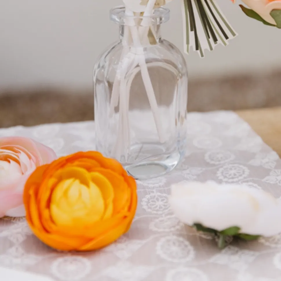 4 FLEURS RENONCULE ARTIFICIELLE 6CM CORAIL