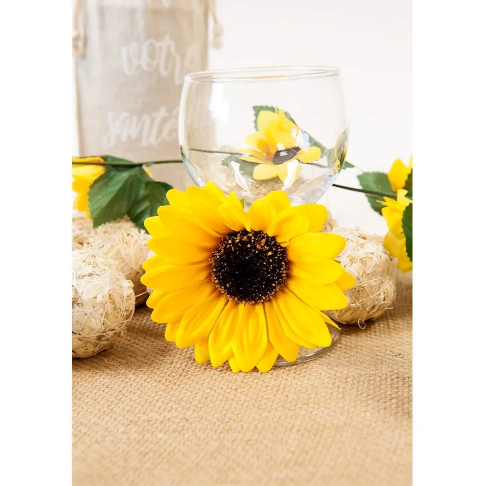 2 FLEURS TOURNESOL ARTIFICIELLE 9CM JAUNE