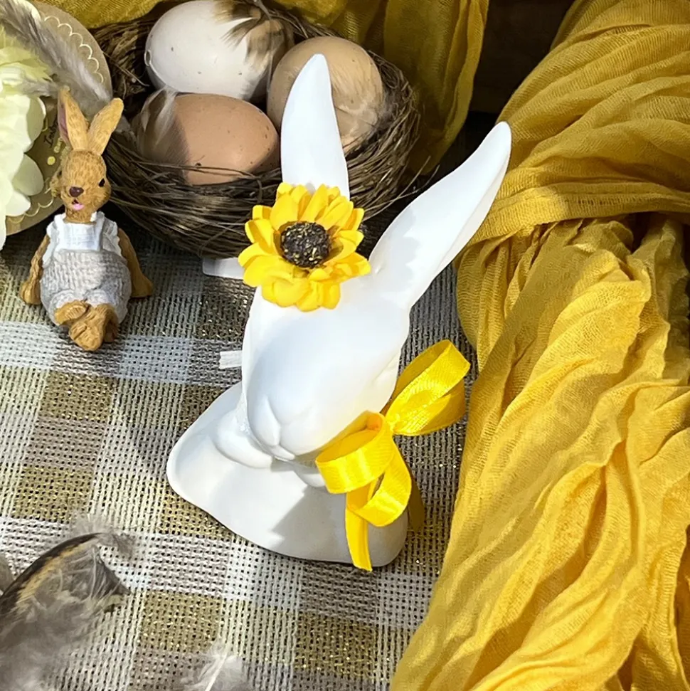 6 FLEURS TOURNESOL PAPIER ADHÉSIF 3CM JAUNE OCRE