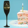 FLÛTE À CHAMPAGNE VERRE ANNIVERSAIRE 24CM NOIR OR