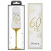 FLÛTE CHAMPAGNE VERRE 60 ANS 24CM BLANC OR