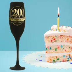 FLÛTE À CHAMPAGNE VERRE 20ANS 24CM NOIR OR