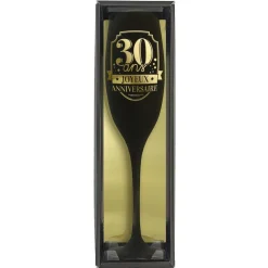 FLÛTE À CHAMPAGNE VERRE 30ANS 24CM NOIR OR