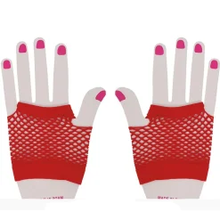 GANTS COURTS RÉSILLE 11CM ROUGE ADULTE