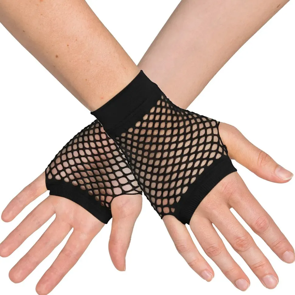 GANTS COURTS RÉSILLE NOIR ADULTE