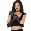 GANTS LONGS STRASS RÉSILLE 30CM NOIR ADULTE