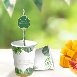 6 GOBELETS ANNIVERSAIRE TROPICAL PARTY 25CL VERT