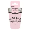 6 GOBELETS CARTON ANNIVERSAIRE 25CL ROSE