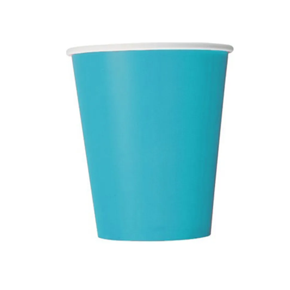 8 GOBELETS CARTON 25CL BLEU TURQUOISE