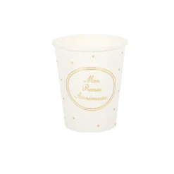 8 GOBELETS CARTON 1ER ANNIVERSAIRE 255ML BLANC