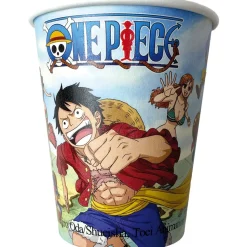 8 GOBELETS CARTON ONE PIECE PIRATE 25CL BLEU