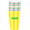 10 GOBELETS CARTON RAYÉS SOLEIL 47CL COLORÉ