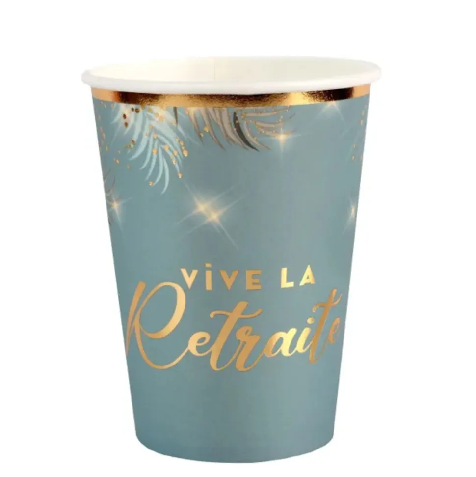 6 GOBELETS CARTON RETRAITE DORÉE 27CL VERT CÉLADON