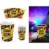6 GOBELETS CARTON SCÈNE CRIME POLICE 24CL JAUNE