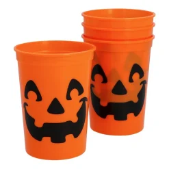 4 GOBELETS PP RÉUTILISABLE CITROUILLE 30CL ORANGE
