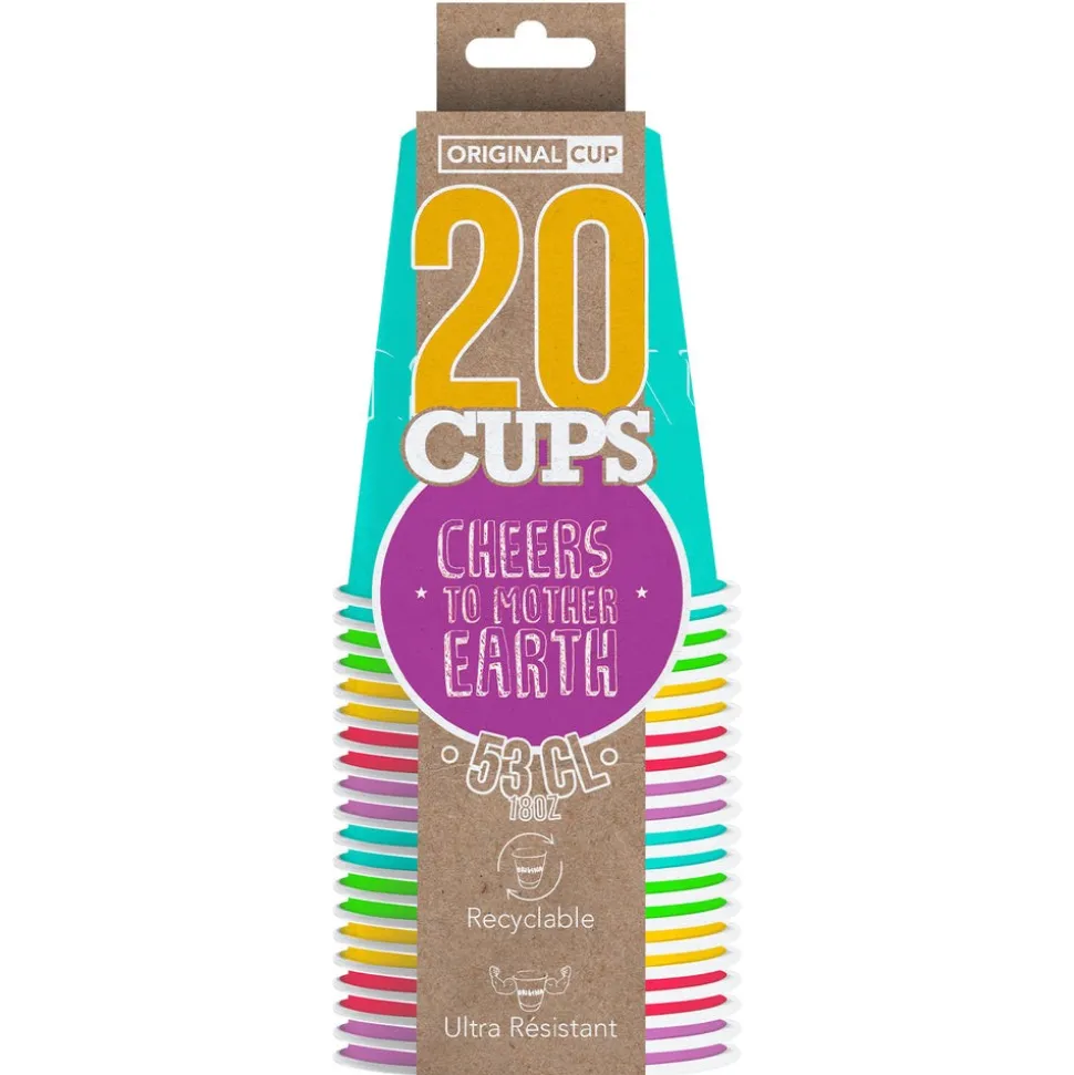 20 GOBELETS USA CARTON 53CL MULTICOLORE