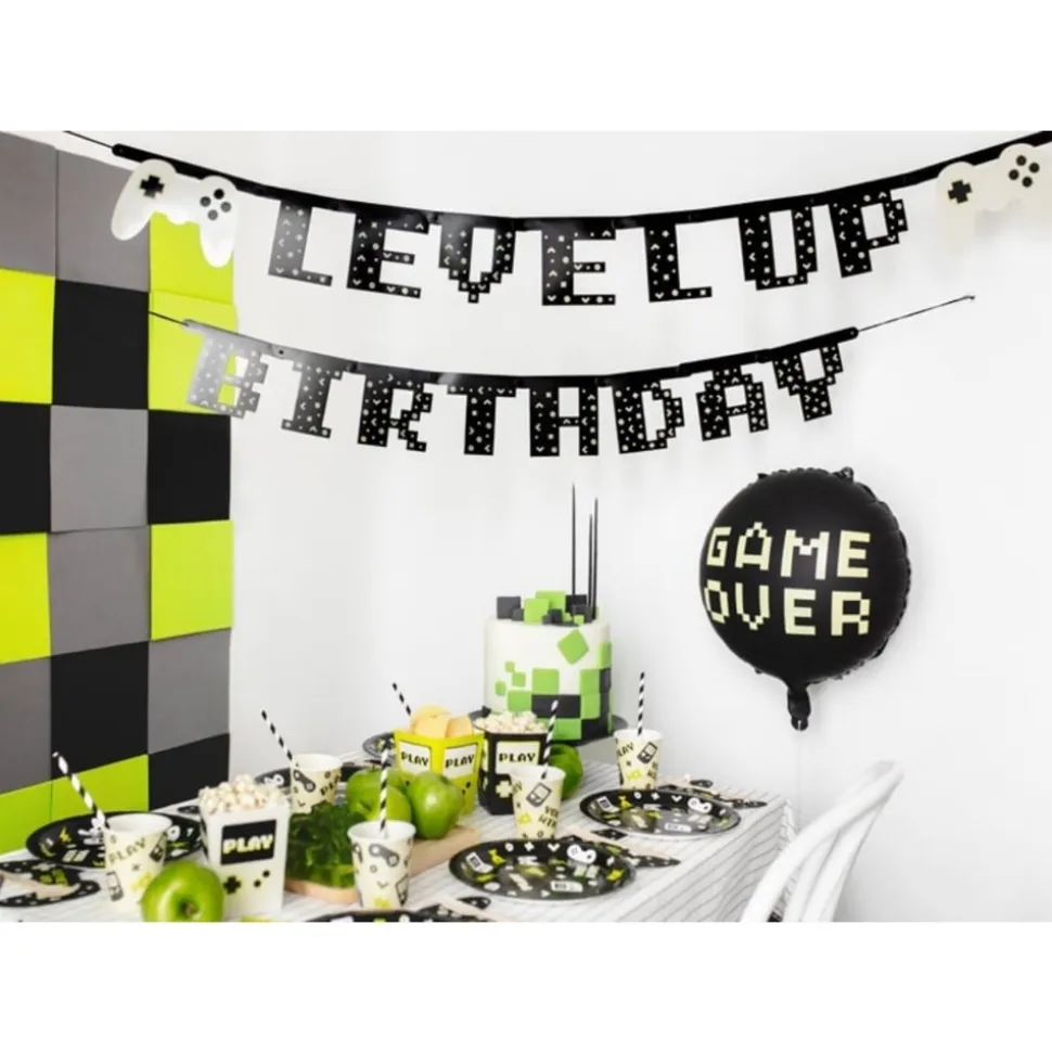 GUIRLANDE ANNIVERSAIRE GAMER JEUX VIDÉO 2.5M NOIR